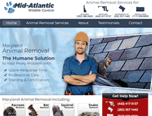 Tablet Screenshot of midatlanticwildlifecontrol.com
